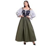 Générique Costume Medieval, Adulte Deguisement Manches Longues Pour Carnaval Halloween Fête Anime Femme La Nonne Robe Princesse Tenue Gothique Vetement Vintage Moyen Age (armée verte,M)