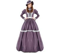 Générique Costume Médiéval Élégant pour Femme Halloween Égyptienne Cléopâtre Princesse Fête Spectacle Longue en Dentelle Dorée pour Soirée Déguisée(Purple, M)