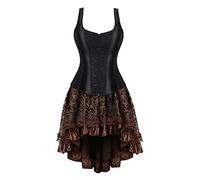 Générique Costume Médiéval Femme, Princesse Longue Robe Femme Deguisement Halloween Duo Noir Jupe Medievale Moyen Age Vêtements Moyen Age Victorian Era Luxury Palace (Le noir,3XL)
