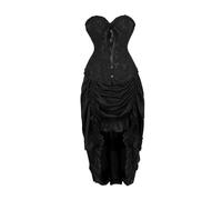 Générique Costume Médiéval Femme, Robe De Sorcière Halloween Femme Pas Cher Deguisement Fantome Medievale Gothique Tenue Moyen Age Tea Party Dress Moyen Age Victorian Era (Le noir,XL)