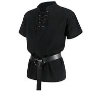 Générique Costume Medieval Homme Chemise Blanche Manche Courte Femme Manches Longues Vintage Hawaienne Tenue Médiévale Deguisement Chevalier Templier Cowboy Ete Tunique Viking en Lin Hippie