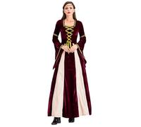Générique Costume Medieval, Robe Reine Femme Musicienne Du Moyen Age Deguisement Halloween Grande Taille De Mariée Vintage Tenue Vetement Steampunk Moyen Age Victorian Era (Rouge,XXL)