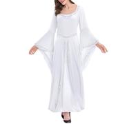 Générique Costume Medieval, Tutu Robe De Clown Halloween Déguisement Adolescente Médiévale Femme Rouge Tenu Gothique Femmes Cosplay Moyen Age Victorian Era Luxury Palace (Blanc,S)