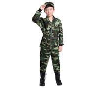 Générique Costume Militaire Uniformes de Cam0uflage De Football pour Enfants Garçons Costume 98 pour Garçon Costume D'armée Costume De Soldat (Green, 9-10 Years)