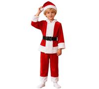 Générique Costume Noel Bebe Déguisement De Mère Noël pour Fille Costume Manche Longue Santa Claus Robe De Père Noëls avec Châle Bonnet pour Noels, Carnaval et Fêtes Robes Festif 3-14 Ans