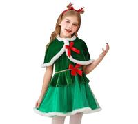 Générique Costume Noel Bebe Déguisement De Mère Noël pour Fille Costume Manche Longue Santa Claus Robe De Père Noëls avec Châle Bonnet pour Noels, Carnaval et Fêtes Robes Festif 3-14 Ans