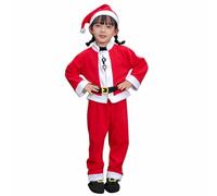 Générique Costume Noel Bebe Déguisement De Mère Noël pour Fille Costume Manche Longue Santa Claus Robe De Père Noëls avec Châle Bonnet pour Noels, Carnaval et Fêtes Robes Festif 3-14 Ans