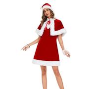 Générique Costume Noël Déguisement Élégant Holiday Soirée Robe Ensemble Velours Détails Dentelle Trim Festive Attire Événements Thème Idéal Fêtes Noël Robe De Fête Joyeuse