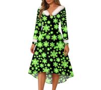 Générique Costume Noel Femme Lutin Tenue Orientale Lumineux Elegant Longue Cocktail Robe Enceinte Chaude Robe Dentelle Chic Fetes Fête Vintage Sequin Dentelle Tenue Mère Noel Femme L