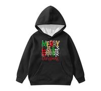 Générique Costume Noel Pull Enfant Fille Manches Longues Sweat À Capuche Décontracté Imprimé Arbre Noël avec Nœud Papillon pour Filles Mignon Confortable Sweat Fille