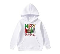 Générique Costume Noel Pull Enfant Fille Manches Longues Sweat À Capuche Décontracté Imprimé Arbre Noël avec Nœud Papillon pour Filles Mignon Confortable Sweat Fille