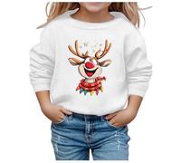 Générique Costume Noel Pull Fille 12 Ans Manches Longues Round Neck Décontracté sans Capuche Imprimé Noël Automne Hiver Doublé Polaire pour Grandes Filles Confortable Pull Enfant Fille