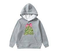 Générique Costume Noel Vêtement Fille 12 Ans Sweat À Capuche Manches Longues Décontracté Imprimé Arbre Noël avec Nœud Papillon pour Filles Mignon Top Pull Enfant Fille