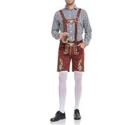 Générique Costume Oktoberfest Homme, Costume Bavaroise avec Culotte Bavaroise, Chemise Et Chapeau Men's Lederhosen Kniebund - Deguisement Oktoberfest Taille M, L, XL, XXL |