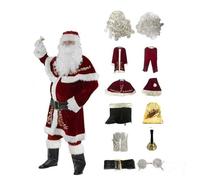 Générique Costume Pere Noel Ensemble, Déguisement Adulte père noël, Pantalon à Bande élastique, Costume de Père Noël Universel de Grande Taille, Ensemble de fête de Noël, Cosplay, 7PC