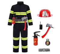 Générique Costume Pompier Enfant Ensemble 8 Pièces De Jeu De Rôle De Chef des Pompiers avec Extincteur et Casque Ca_rnaval Halloween Déguisement Pompier Enfant 1-16 Ans (3-BK1, 8-9 Years)