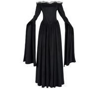 Générique Costume Pretre Mariée Demon Robe Halloween Sorcier Velours Sorcière Princesse Dentelle Robe Vintage Femme Cape Jupe Déguisement Halloween Pour Femme L