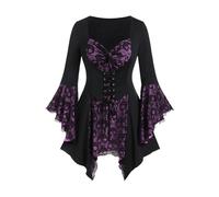 Générique Costume Renaissance, Robe Reine Femme Médiévale Renaissance Halloween Squelette Déguisement Mariée Noel Vintage Tenue Medievale Sorcière Vetements Moyen Age (Violet,S)