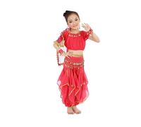 Générique Costume Spectacle Danse Ventre Enfant Indien Jeune Danseur Fête Rotation Pantalon Manches Courtes Vêtements Corsage(8-9 Years)