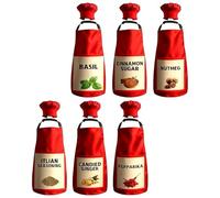 Générique Costume Tablier Assaisonnement,6 Ensembles Confortables et Ajustables - Condiments À Motif Assaisonnement - pour Hommes Femmes Fêtes Événements Équipe Jeu de Rôle Chef Famille Cuisine