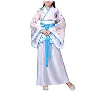 Générique Costume Traditionnel Chinois pour Fille Ancien Costumes Accessoires avec Jupe midi Deguisement Chinoise Fille Traditionnel Folle Robe Filles Manches Longues Enfants Déguisements (7-8 Years)