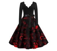 Générique Costume Vampire Femme Nonne Elegant Vintage Mariée Halloween Sexy Citrouille Diablesse Robe Noire Gothique Pirate Vampire Longue Velours Demon Halloween Deguisement Duo L