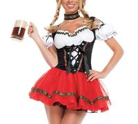 Générique Costumes allemands pour femmes | Robe Dirndl Oktoberfest avec coiffe - Costume de femme de chambre bavaroise pour Halloween Dress Up Party Beer Festival