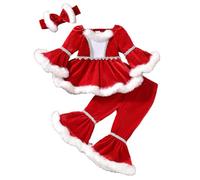 Générique Costumes de Père Noëls pour Bébé, Costume de Père Noël Haut + Pantalon, Déguisement Rouge pour Nouveau-né Filles et Garçon, Bébés Combinaison Garçon Fille Pyjama, Cadeau Bebe Noel Enfants