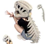 Générique Costumes d'Halloween, Costume de squelette de dinosaure réaliste pour adultes et enfants, tenues d'Halloween, coiffe et colonne vertébrale de dinosaure pour adulte (116 cm)