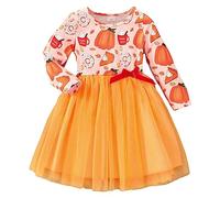 Générique Costumes Halloween Enfant,Deguisement Fille 12 Mois Bébé Mon 1Er Robe Bebe Déguisement Chauve Souris D'Halloween Pour Ans Vêtements De Sorcières Enfants Maquillage (Orange,3-4 ans)