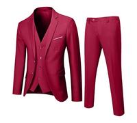 Générique Costumes Hommes 3 pièces Mariage Un Bouton Revers Slim Fit Veste Formel Couleur Unie Classique de Smoking Couleur Pure Formel Veste Gilet et Pantalon