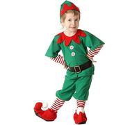 Générique Costumes Lutin de Noël pour Famille Ado et Enfant, Tenue Festives Vert et Rouge avec Détails Authentiques, Déguisements Parfaits pour Célébrations et Photos de Famille