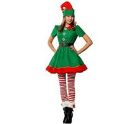 Générique Costumes Lutin de Noël pour Famille Ado et Enfant, Tenue Festives Vert et Rouge avec Détails Authentiques, Déguisements Parfaits pour Célébrations et Photos de Famille
