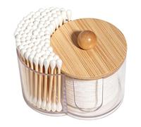 Générique Cotton Ball Holder - 2-Compartment Clear Bathroom Storage Jar | Bathroom Storage 2-Compartment Clear Container With Cotton Swab Dispenser For Vanity Countertop Home Office Salon