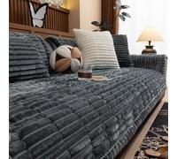 Générique Couch Cover, Plush Pet Couch Cover, Non-Slip Washable Ultra-Soft Fluffy Plush Sofa Protector for Dogs Cats (Dark Gray A,S:24 * 24 in)