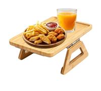 Générique Couch Cup Holder Tray Wood Clip on, Anti Slip, Foldable Arrest | Portable Sofa Arm Tray for Desk, Seat, Bedside Living Room, Wrk, Breakfast Coffee Snack Eating