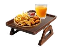 Générique Couch Cup Holder Tray Wood Clip on, Anti Slip, Foldable Arrest | Portable Sofa Arm Tray for Desk, Seat, Bedside Living Room, Wrk, Breakfast Coffee Snack Eating