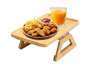 Générique Couch Cup Holder Tray Wood Clip on, Anti Slip, Foldable Arrest | Portable Sofa Arm Tray for Desk, Seat, Bedside Living Room, Wrk, Breakfast Coffee Snack Eating