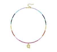 Générique Couche de cristaux perle collier initial chaîne plaquée or 14 carats avec pierres colorées accessoire de fête de vocation bijoux pendentif lettre unique
