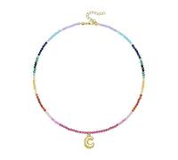 Générique Couche de cristaux perle collier initial chaîne plaquée or 14 carats avec pierres colorées accessoire de fête de vocation bijoux pendentif lettre unique