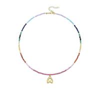 Générique Couche de cristaux perle collier initial chaîne plaquée or 14 carats avec pierres colorées accessoire de fête de vocation bijoux pendentif lettre unique