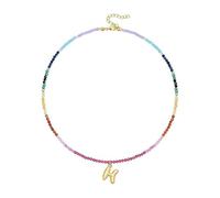 Générique Couche de cristaux perle collier initial chaîne plaquée or 14 carats avec pierres colorées accessoire de fête de vocation bijoux pendentif lettre unique