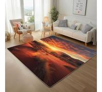 Générique Coucher de Soleil IdylliqueTapis Salon Lavable en Machine 80x150cm Antidérapant Tapis Paysage de Colline Naturel pour Chambre de Fille - Poil Ras de Salle a Manger Crèche Salle de Jeux