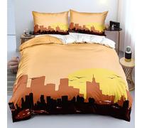 Générique Coucher de Soleil Sets de Housses de Couettes Ville Housse de Couette pour Adulte. Parure de Lit Facile d'entretien. Contient 1 Housse de Couette Et 2 Taies d'oreiller en Microfibre