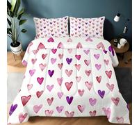 Générique Couette 135x200 Cœurs Cœurs Aquarelle Ensemble de Literie en Microfibre, 1 Edredon et 2 Taies d'oreiller 65x65, 4 Saisons B728