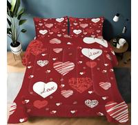Générique Couette 135x200 Cœurs Style Romantique Ensemble de Literie en Microfibre, 1 Edredon et 2 Taies d'oreiller 65x65, 4 Saisons B692