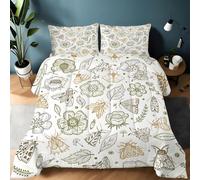 Générique Couette 135x200 Fleurs Papillons de Nuit Style littéraire Ensemble de Literie en Microfibre, 1 Edredon et 2 Taies d'oreiller 65x65, 4 Saisons B986