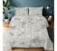 Générique Couette 135x200 Fleurs Papillons Style Naturel Vintage Ensemble de Literie en Microfibre, 1 Edredon et 2 Taies d'oreiller 65x65, 4 Saisons B1130