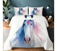 Générique Couette 140 x 200 cm Aquarelle Représentant des Animaux Et Un Cheval Couette d'hiver sans Housse Lavable - Douce Confortable Respirante Couverture Quilting d'Réversible, Jaune