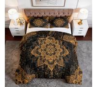 Générique Couette 140 x 200 cm Bohème Mandalas Motifs Floraux - Imprimée Réversible, Couette 4 Saisons Rétro Lavable 1 Personnes, Édredon sans Housse Super Doux avec 1 Taies d'oreiller 65 x 65 cm
